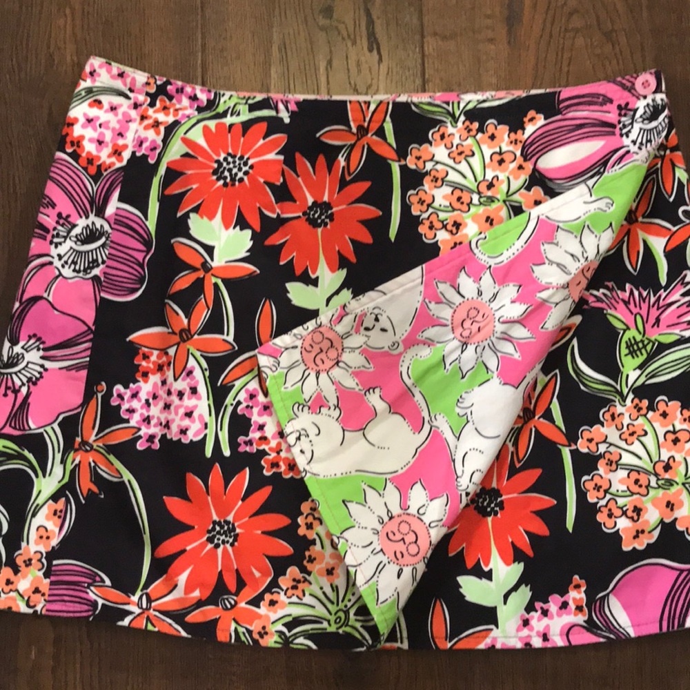 Lilly Pulitzer Floral Mini Skirt - Black, Pink, Red, Green